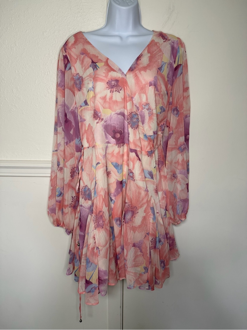 Vici Lilac & Peach Floral Chiffon Dress size XL new with tag